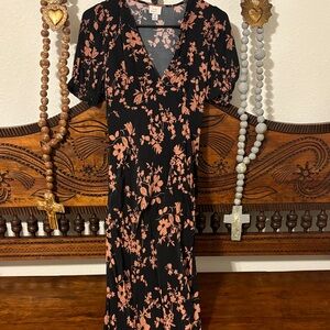 a new day Black and Rust Floral Long Sleeve Dress